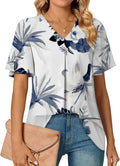 SAIDE™ | S92 T-SHIRT - WOMEN'S V-NECK FLOWER PRINT SHORT SLEEVE TOP