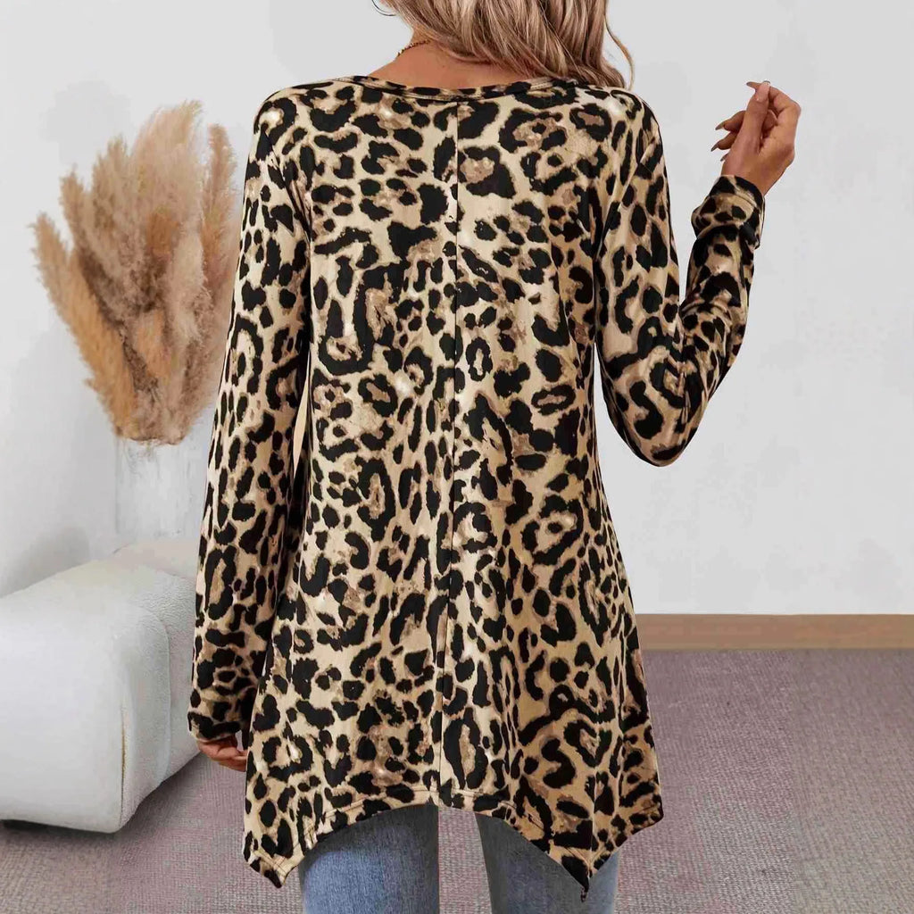SAIDE™ | S165 TOP - LEOPARD PRINT TUNIC BLOUSE