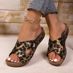 SAIDE™ | S11 SANDALS - LEOPARD PRINT WEDGE SANDALS