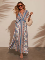 SAIDE™ | S57 DRESS - BOHEMIAN VACATION STYLE PRINTED V-NECK BEACH MAXI DRESS