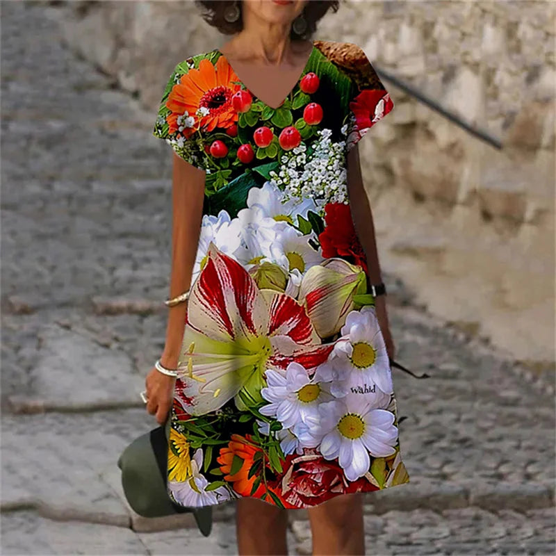 SAIDE™ | S139 DRESS - 3D FLORAL PRINT A-LINE DRESS
