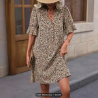 SAIDE™ | S56 DRESS - LEOPARD PRINT V-NECK BELL SLEEVE SPLICE DRESS