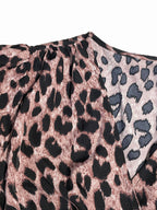 SAIDE™ | S77 DRESS - LEOPARD PRINT V-NECK BUBBLE SLEEVE FITTED DRESS