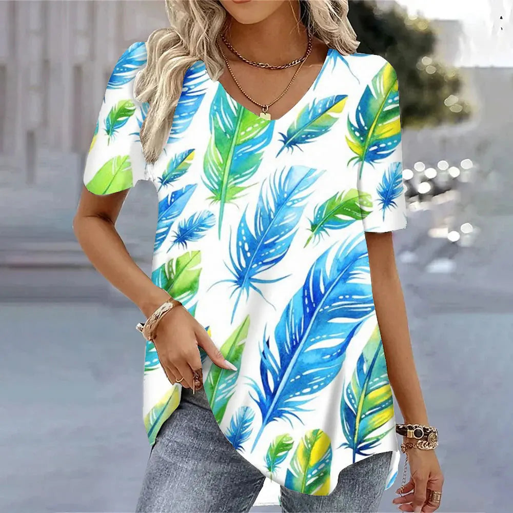 SAIDE™ | S130 TEE - 3D BUTTERFLY PRINT V-NECK T-SHIRT