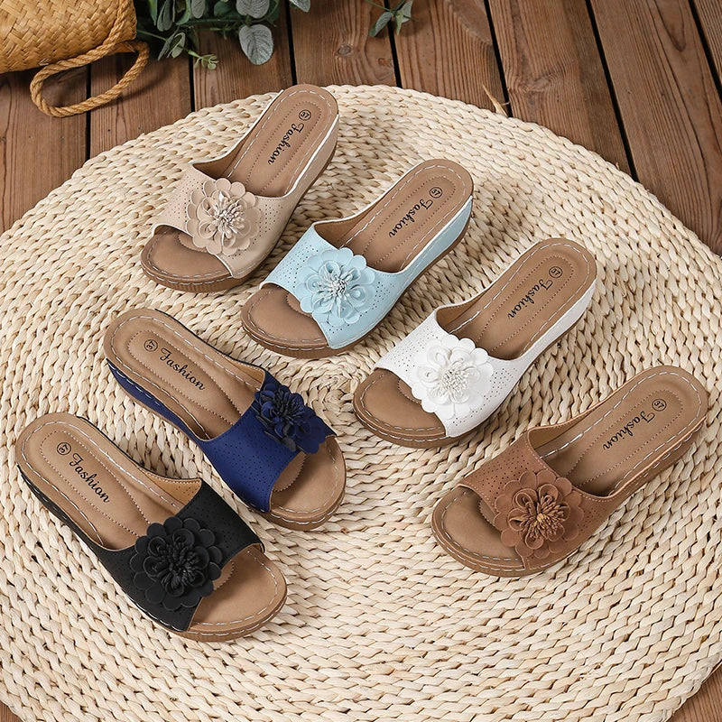 SAIDE™ | S133 SANDALS - RETRO FLOWER WEDGE PLATFORM SLIPPERS