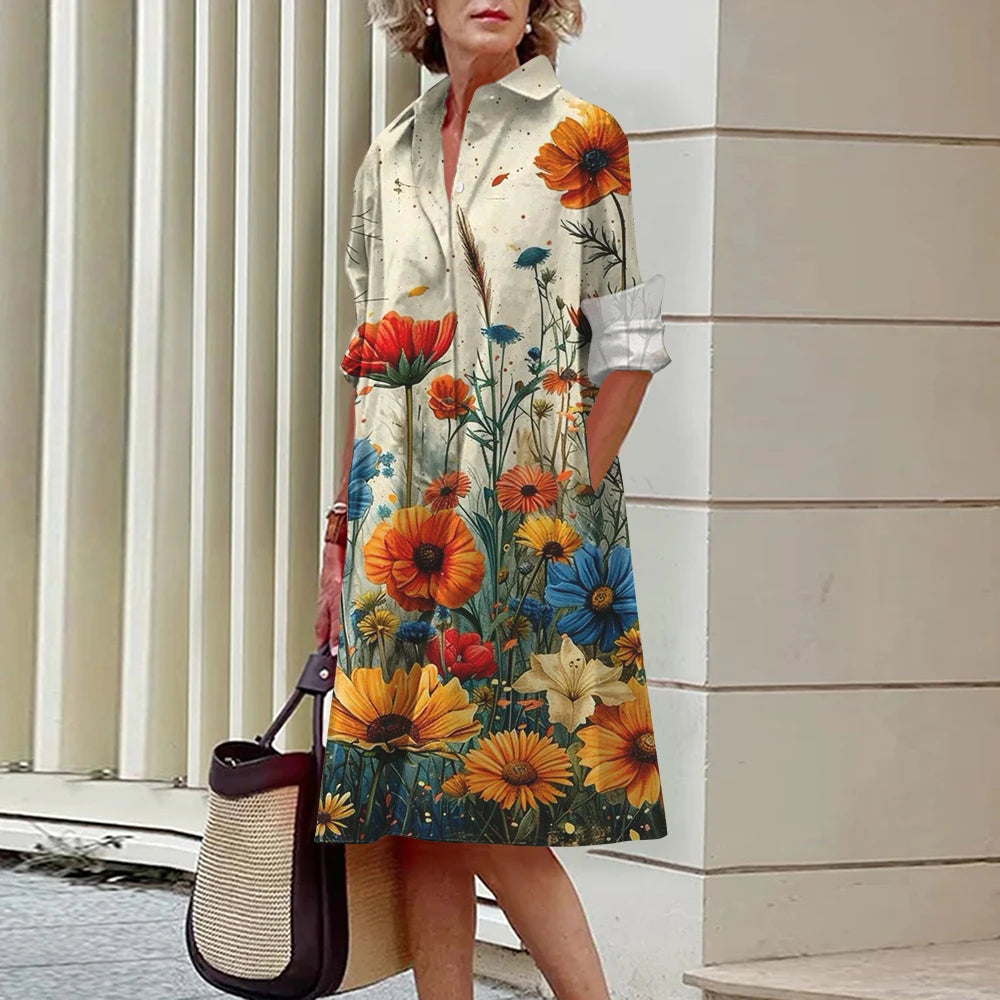 SAIDE™ | S143 DRESS - ASQ LONG SLEEVE SHIRT DRESS