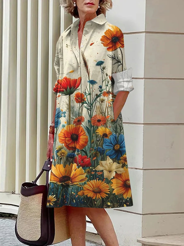 SAIDE™ | S143 DRESS - ASQ LONG SLEEVE SHIRT DRESS