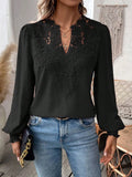 SAIDE™ | S82 SWEATER - FALL TRENDY SEXY LACE V-NECK PUFF SLEEVE PULLOVER TOP