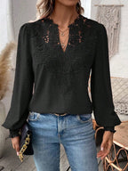 SAIDE™ | S82 SWEATER - FALL TRENDY SEXY LACE V-NECK PUFF SLEEVE PULLOVER TOP