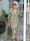SAIDE™ | S117 DRESS - PLUS SIZE PAISLEY PRINT V-NECK MAXI DRESS