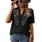 SAIDE™ | S27 BLOUSE - FLORAL LACE PATCHWORK SHORT SLEEVE BLOUSE