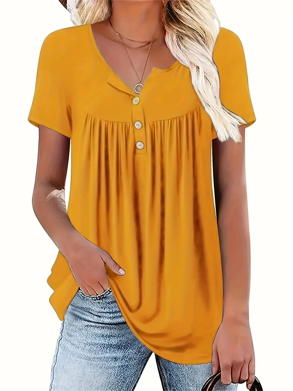 SAIDE™ | S14 SHIRT - V-NECK SILK LUSTER PRINCESS SLEEVE SHIRT