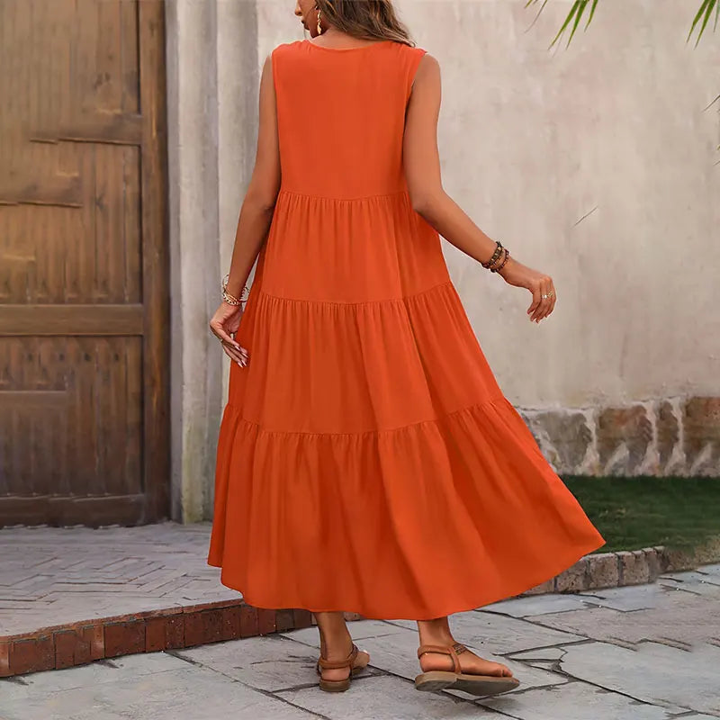 SAIDE™ | S88 DRESS - SUMMER CASUAL V-NECK LOOSE ELEGANT RUFFLES MAXI DRESS