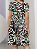 SAIDE™ | S21 DRESS - MIXED ANIMAL PRINT T-SHIRT DRESS