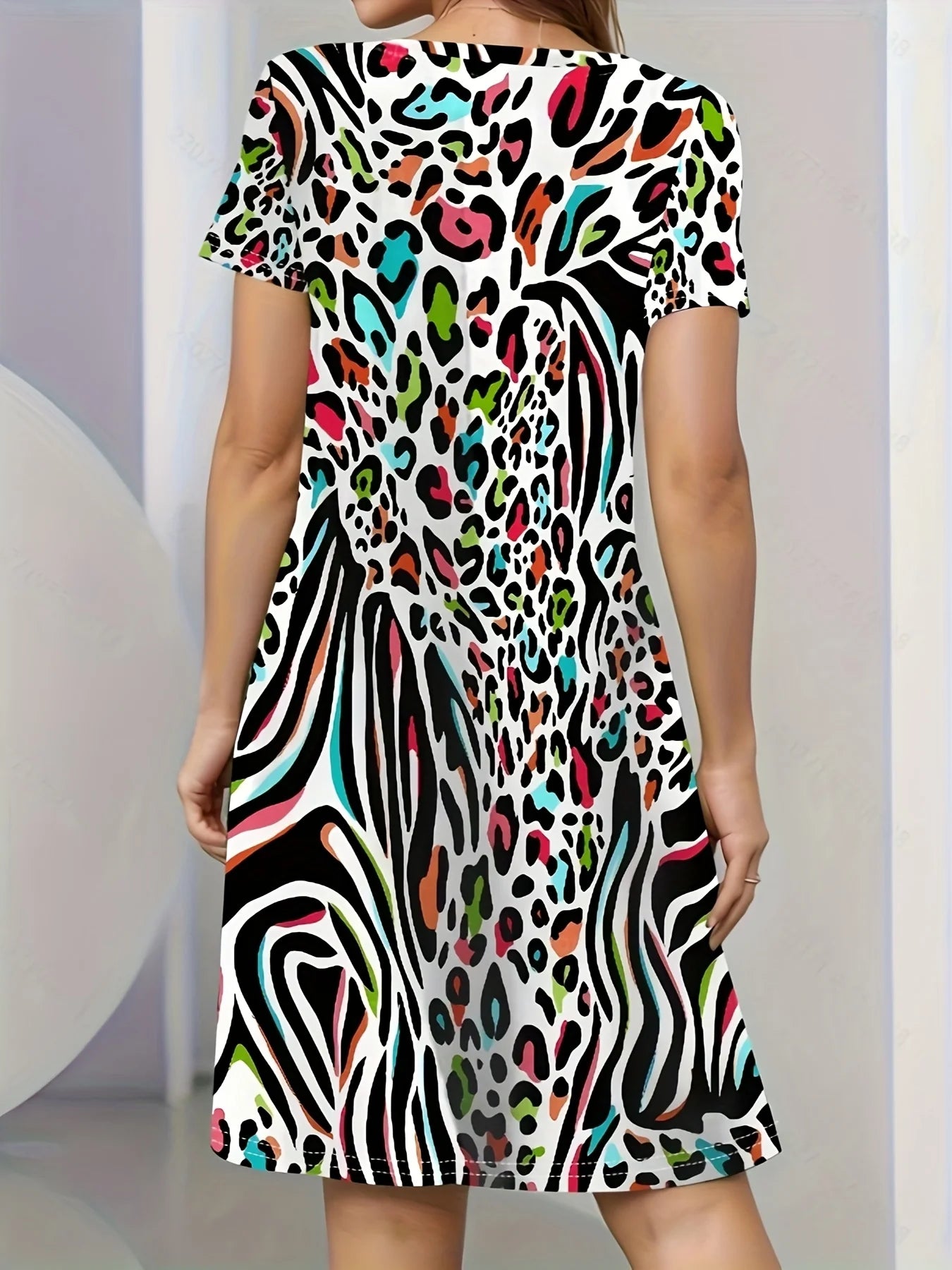 SAIDE™ | S21 DRESS - MIXED ANIMAL PRINT T-SHIRT DRESS