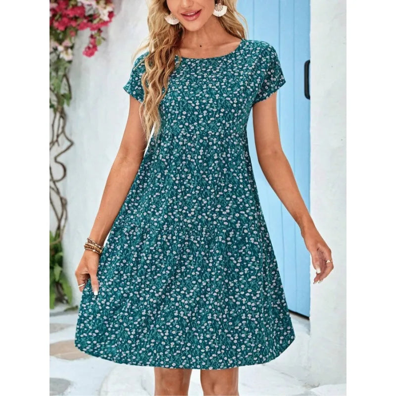 SAIDE™ | S135 DRESS - PRINTED GARDEN COLLAR CASUAL DRESS