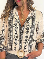 SAIDE™ | S202 TOP - PLUS SIZE FRENCH FLORAL LONG SLEEVE BLOUSE