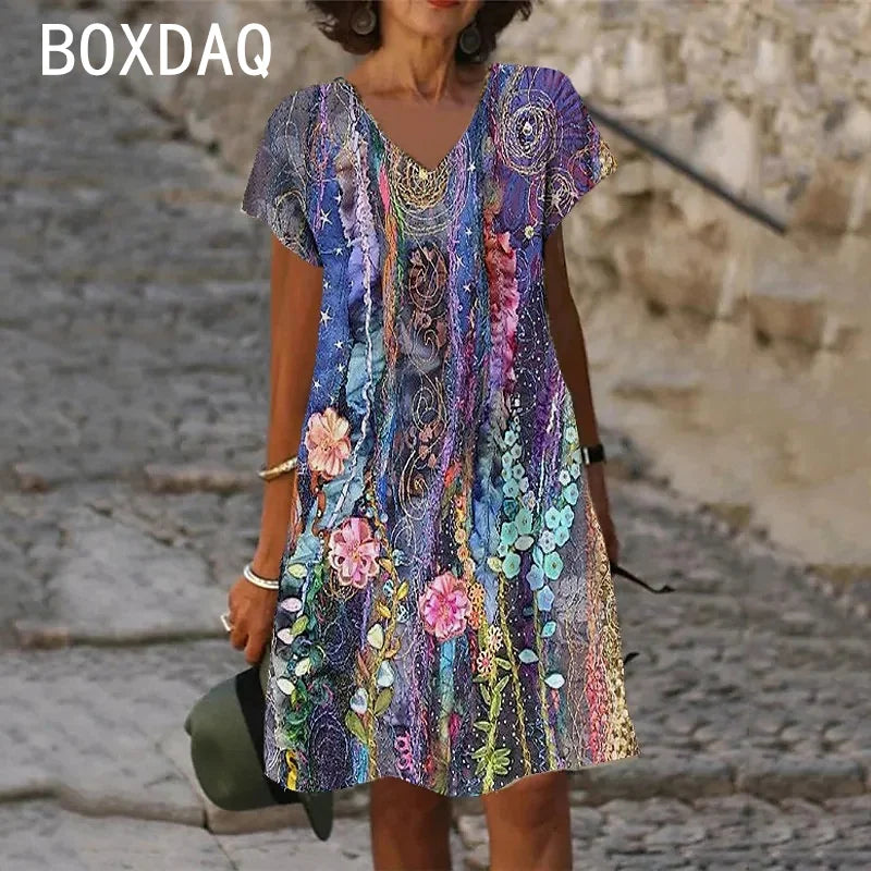 SAIDE™ | S137 DRESS - GRADIENT FLORAL A-LINE BEACH DRESS