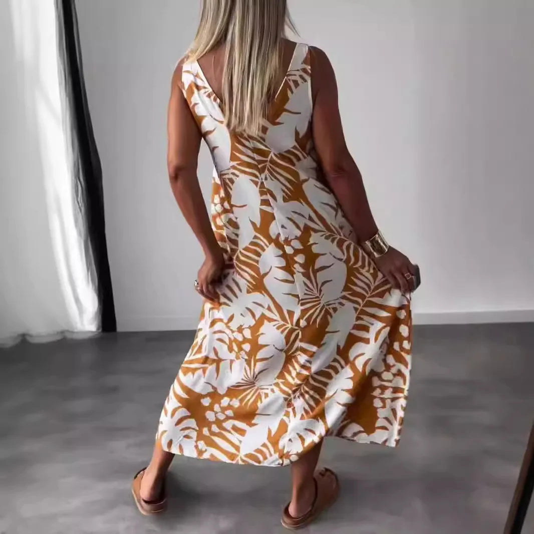 SAIDE™ | S19 DRESS - TROPICAL PRINT SLEEVELESS MAXI DRESS
