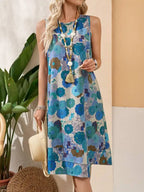 SAIDE™ | S49 DRESS - ELEGANT DIRECTIONAL FLOWERS ALL OVER PRINT TANK DRESS