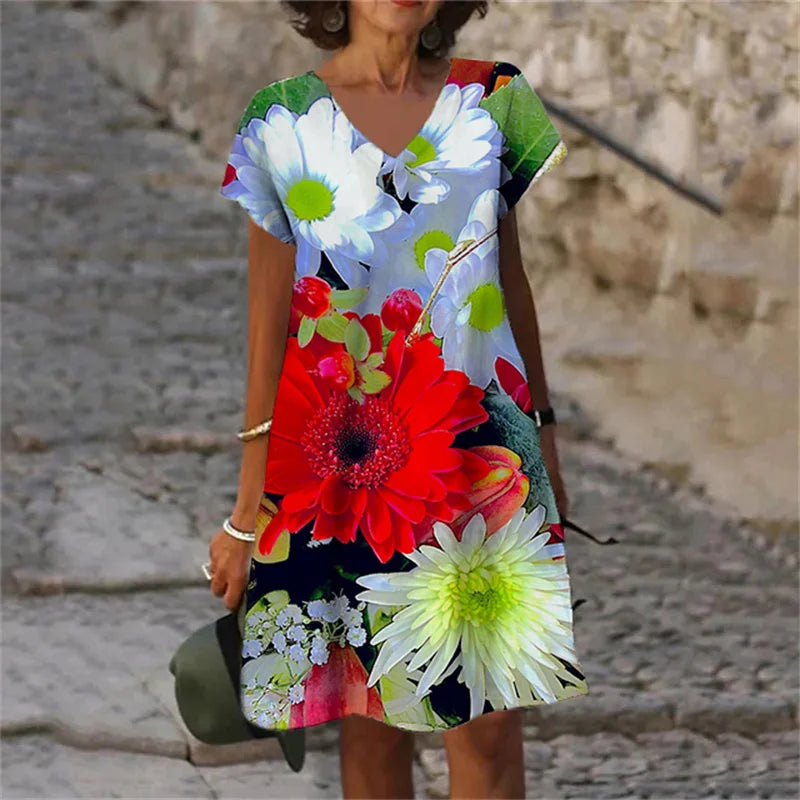 SAIDE™ | S139 DRESS - 3D FLORAL PRINT A-LINE DRESS