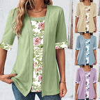 SAIDE™ | S124 SHIRT - PLUS SIZE PATCHWORK SQUARE NECK TOP