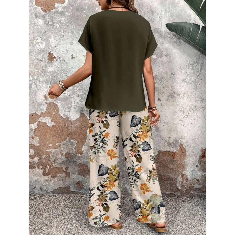 SAIDE™ | S37 TWO PIECE SET - CASUAL PRINT KNITTED TOP AND PANTS SET