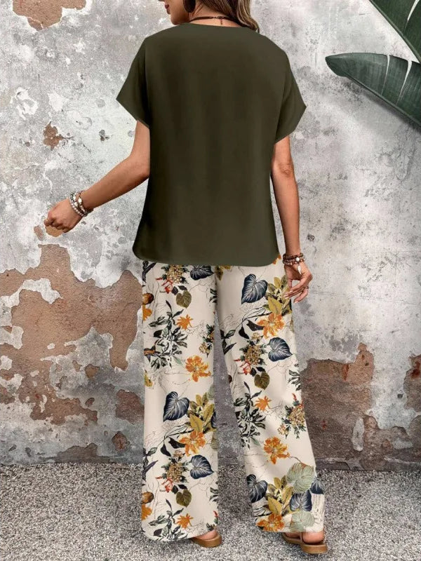 SAIDE™ | S37 TWO PIECE SET - CASUAL PRINT KNITTED TOP AND PANTS SET