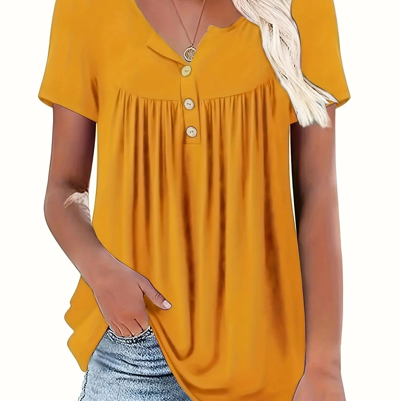 SAIDE™ | S14 SHIRT - V-NECK SILK LUSTER PRINCESS SLEEVE SHIRT