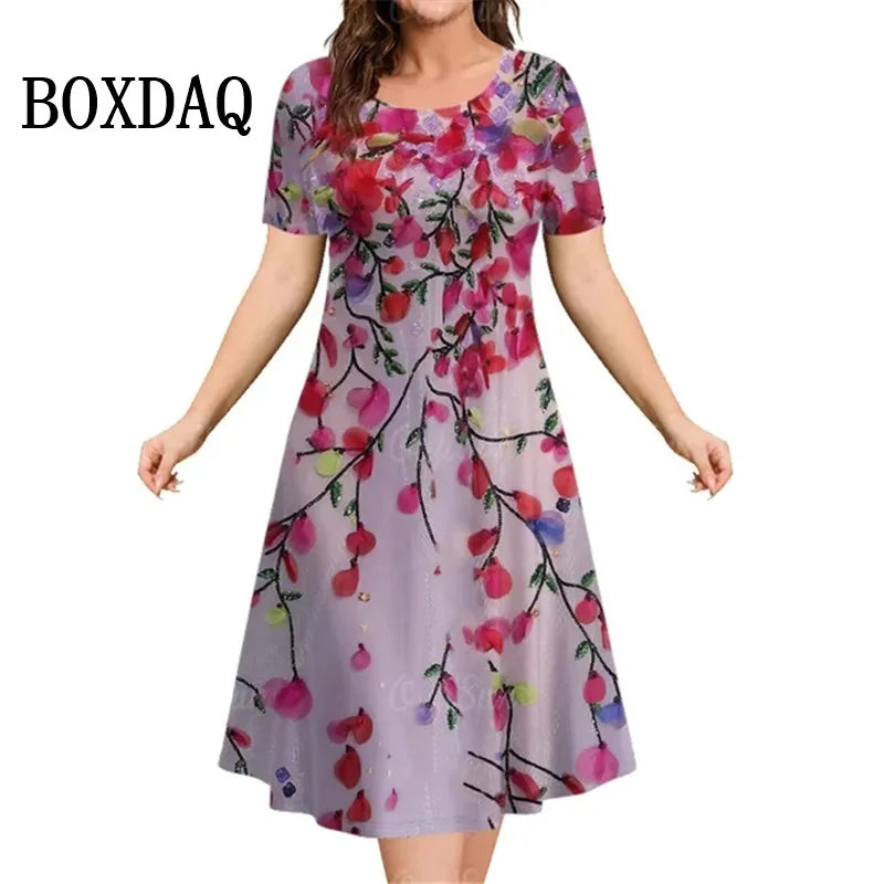 SAIDE™ | S198 DRESS - FLORAL PRINT SHORT SLEEVE LOOSE MINI DRESS