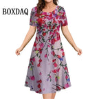 SAIDE™ | S198 DRESS - FLORAL PRINT SHORT SLEEVE LOOSE MINI DRESS