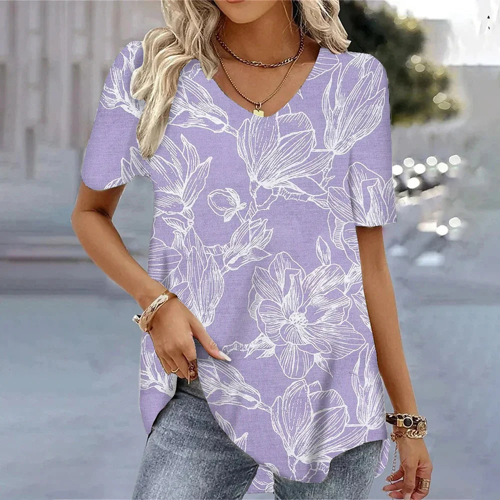 SAIDE™ | S130 TEE - 3D BUTTERFLY PRINT V-NECK T-SHIRT