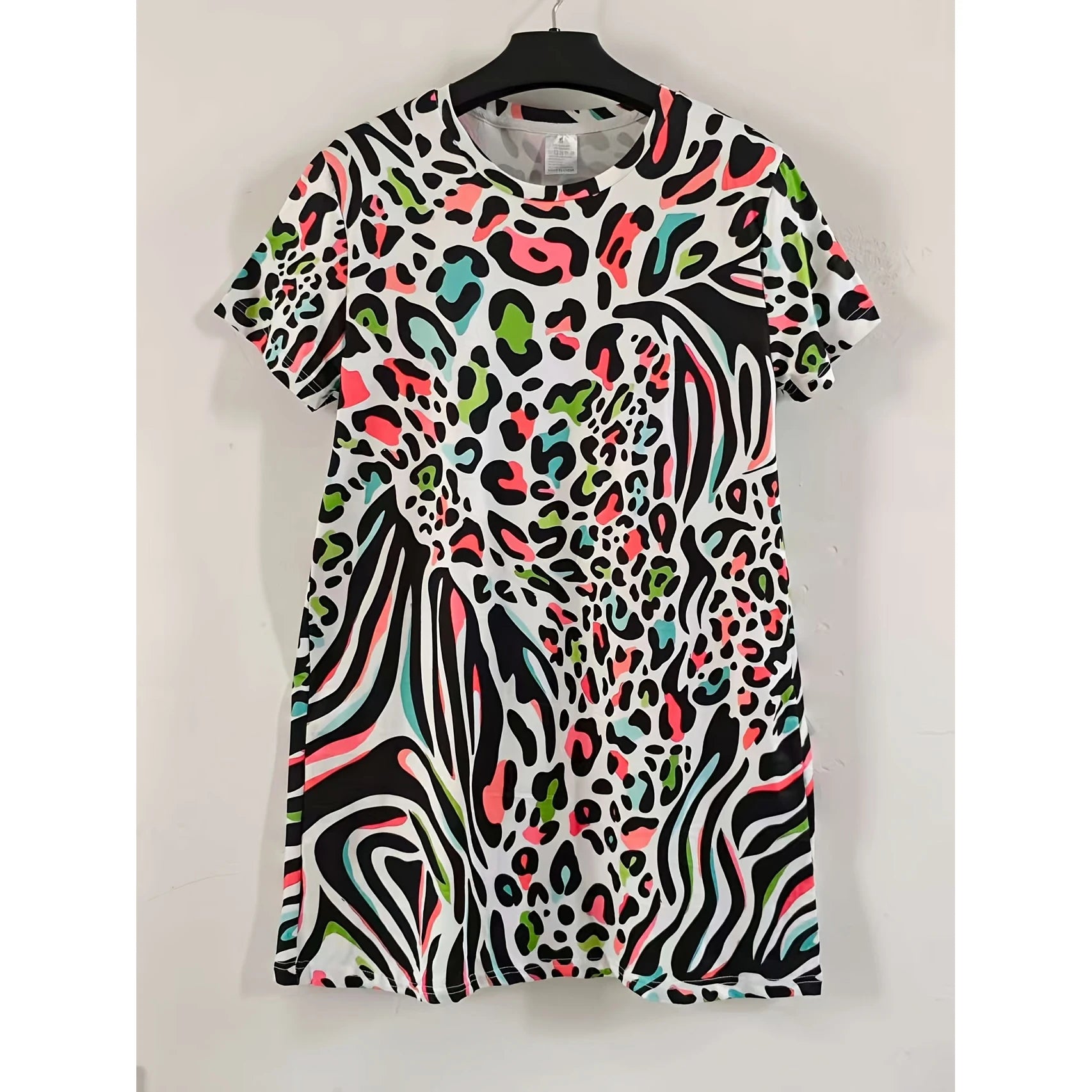 SAIDE™ | S21 DRESS - MIXED ANIMAL PRINT T-SHIRT DRESS