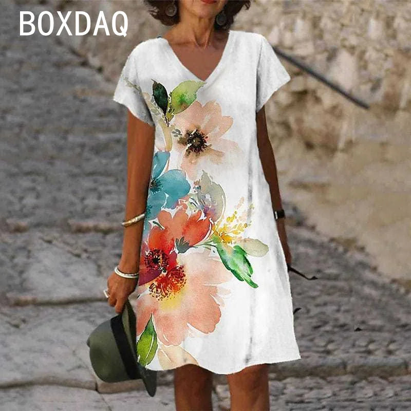 SAIDE™ | S137 DRESS - GRADIENT FLORAL A-LINE BEACH DRESS
