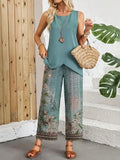 SAIDE™ | S24 TWO PIECE SET - SLEEVELESS ASYMMETRICAL TOP AND PANTS SET