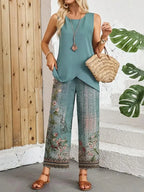 SAIDE™ | S24 TWO PIECE SET - SLEEVELESS ASYMMETRICAL TOP AND PANTS SET