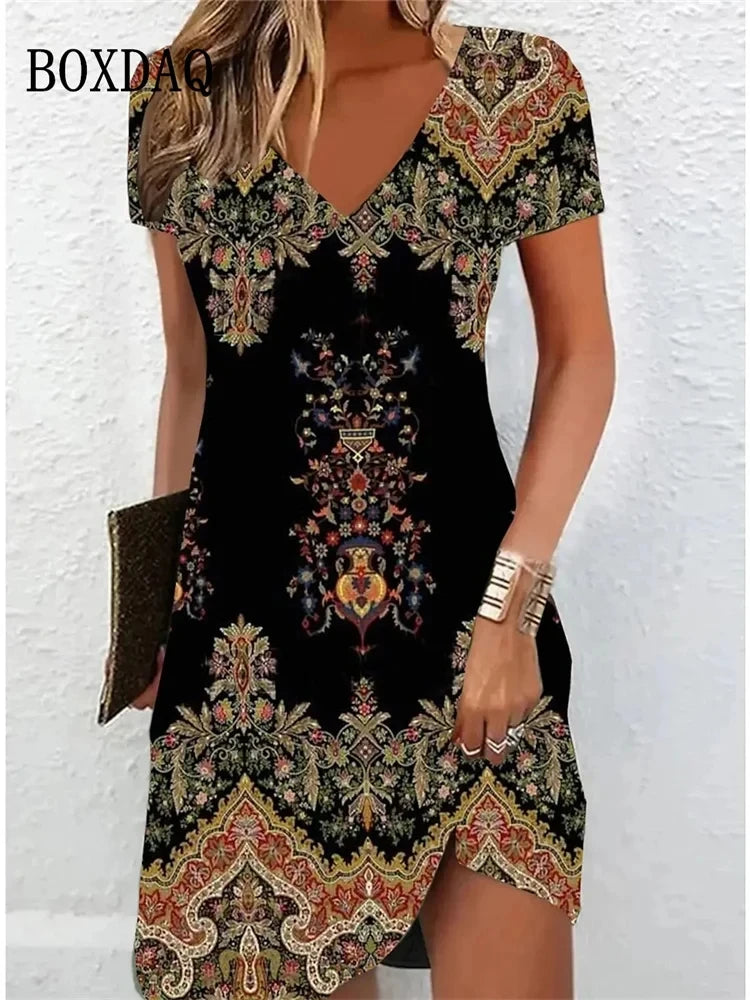 SAIDE™ | S97 DRESS - CASUAL SUNDRESS LOOSE SUMMER BOHO BEACH FLORAL DRESS