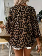 SAIDE™ | S13 SHIRT - LEOPARD PRINT V-NECK LONG SLEEVE SHIRT