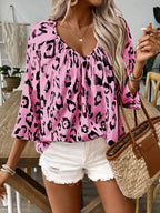 SAIDE™ | S13 SHIRT - LEOPARD PRINT V-NECK LONG SLEEVE SHIRT