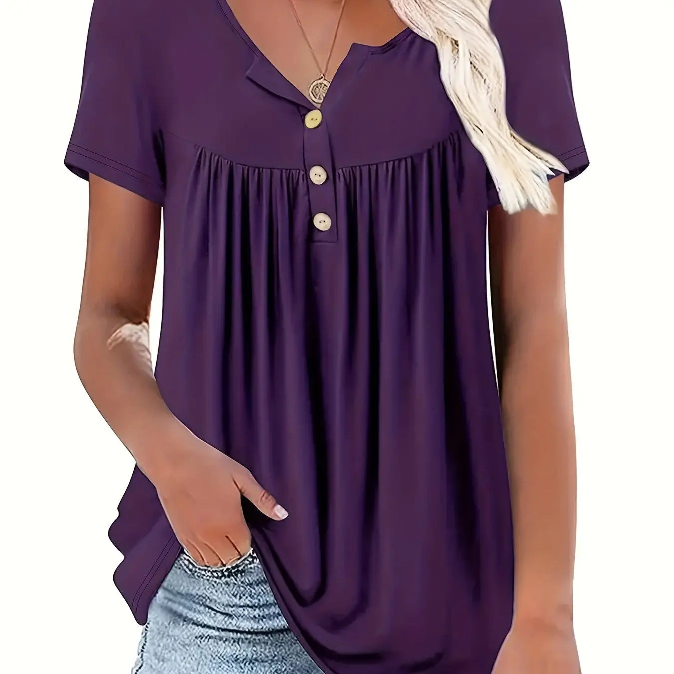 SAIDE™ | S14 SHIRT - V-NECK SILK LUSTER PRINCESS SLEEVE SHIRT