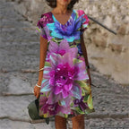 SAIDE™ | S139 DRESS - 3D FLORAL PRINT A-LINE DRESS