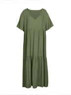 SAIDE™ | S129 DRESS - V-NECK A-LINE ANKLE-LENGTH DRESS
