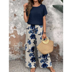 SAIDE™ | S37 TWO PIECE SET - CASUAL PRINT KNITTED TOP AND PANTS SET
