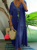 SAIDE™ | S129 DRESS - V-NECK A-LINE ANKLE-LENGTH DRESS