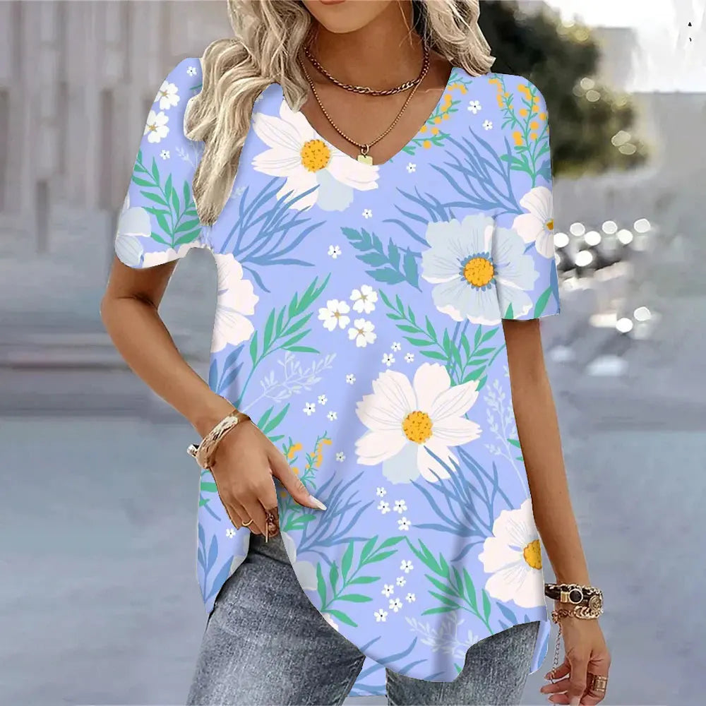 SAIDE™ | S130 TEE - 3D BUTTERFLY PRINT V-NECK T-SHIRT
