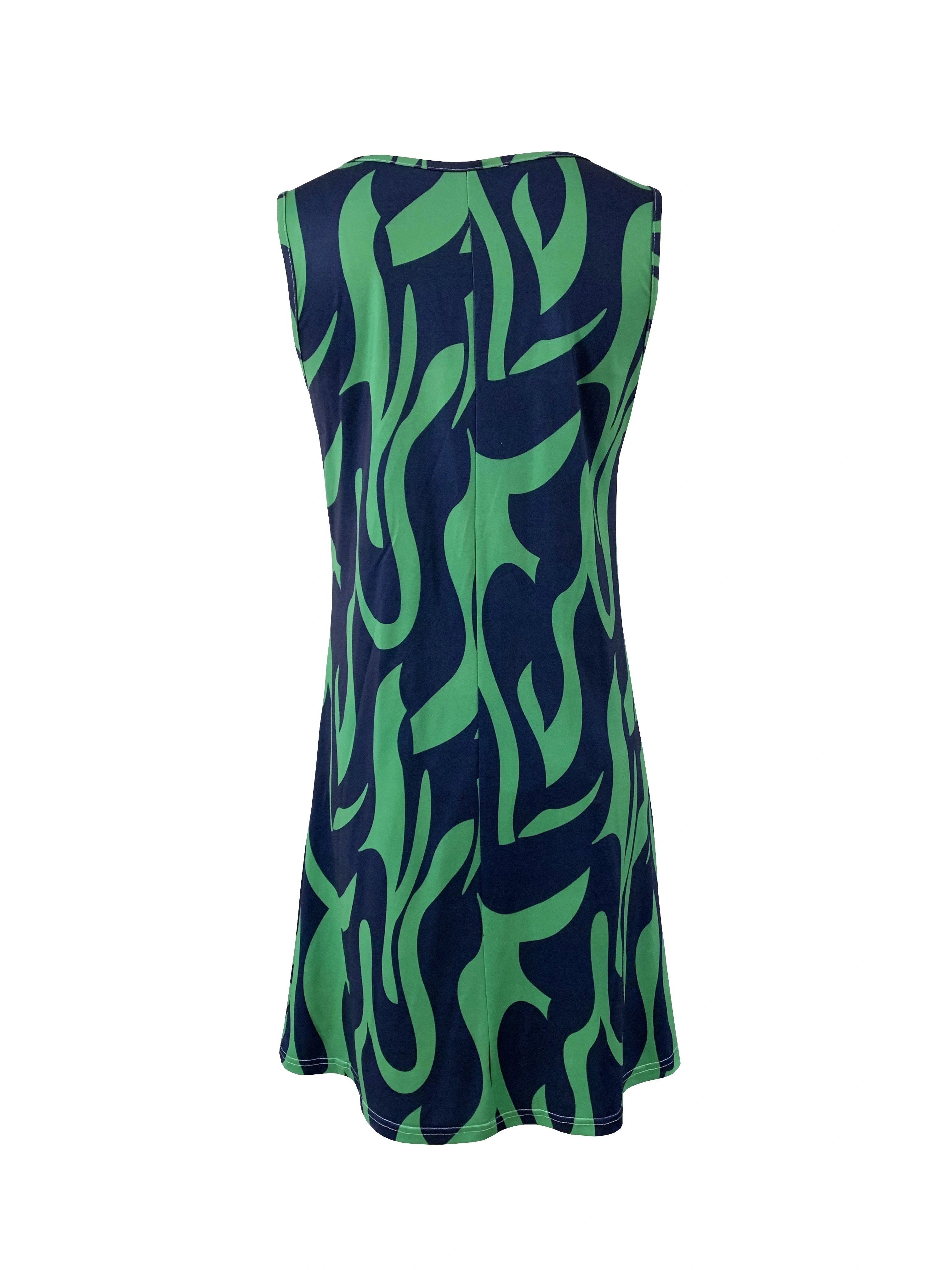 SAIDE™ | S65 DRESS - SUMMER ABSTRACT PRINT SLEEVELESS VACATION DRESS