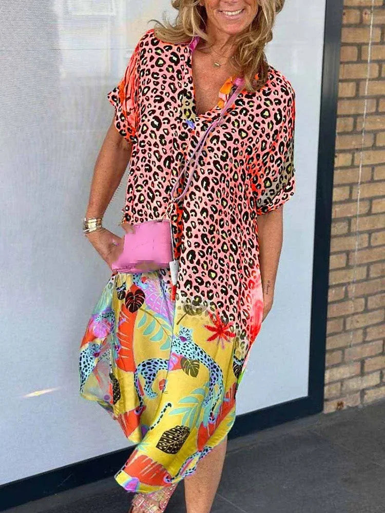 SAIDE™ | S48 DRESS - V-NECK PRINTED LOOSE CASUAL DRESS