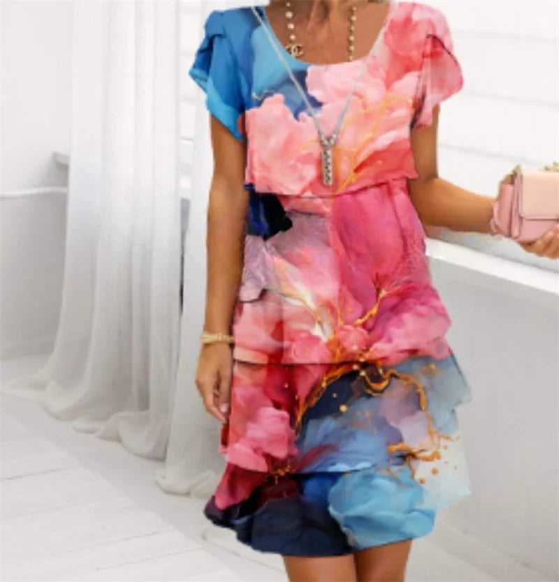 SAIDE™ | S140 DRESS - 3D PRINT CHIFFON PARTY DRESS