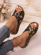 SAIDE™ | S11 SANDALS - LEOPARD PRINT WEDGE SANDALS