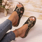 SAIDE™ | S11 SANDALS - LEOPARD PRINT WEDGE SANDALS